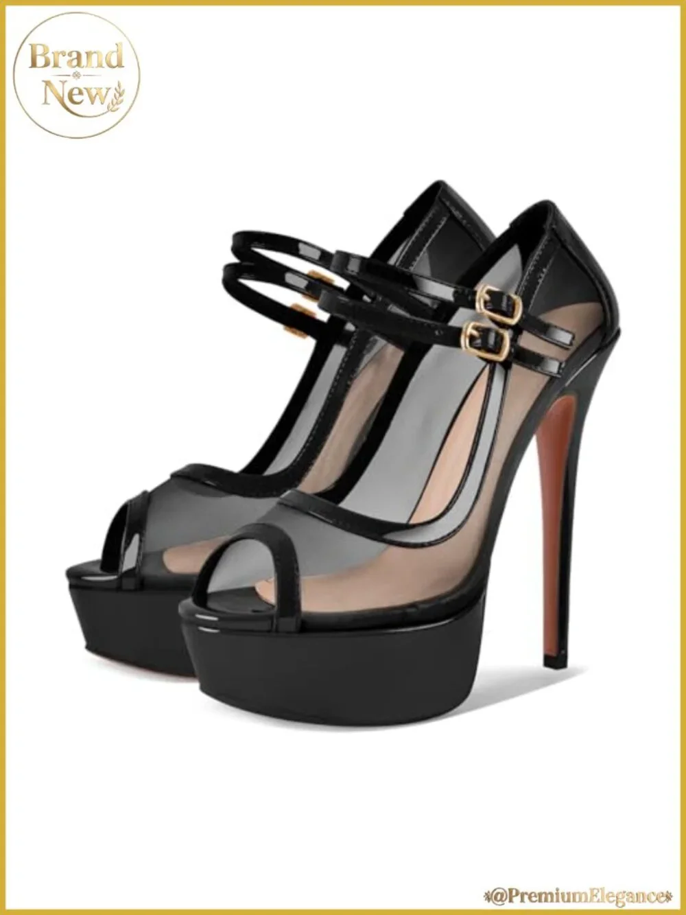 Women's Platform Sandals Mesh Ankle Strap Stiletto High Heels